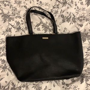 Kate Spade Black Leather Zip Tote Bag